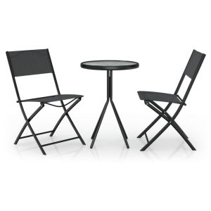 vidaXL mesa y sillas de bistró 3 piezas acero negro