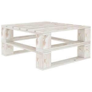 vidaXL mesa de palés para jardín madera blanco