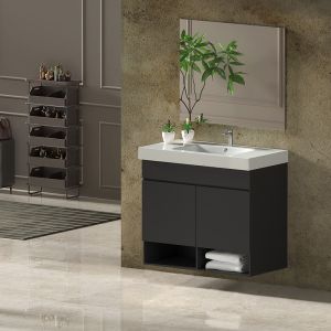 Mueble de Baño NEBARI  incluye lavabo y espejo 120x45Cm 2 senos con cajón Grafito