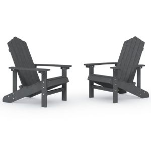 vidaXL sillas de jardín adirondack 2 unidades hdpe gris antracita