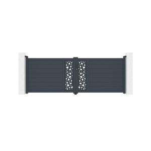 Puerta batiente regulable ancho 3,5m sunny h.120cm aluminio gris