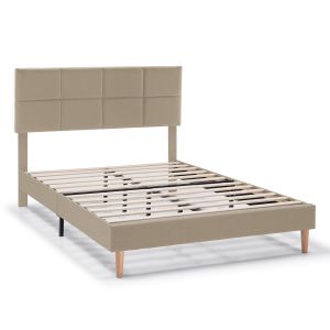 Estructura de cama tapizada silvi de 30 cm, 150x190 cm, beige