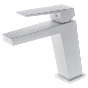 Grifo de lavabo monomando de baño para agua fría/caliente blanco mate