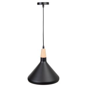 Lámpara de techo de madera y metal negra 27x27x30