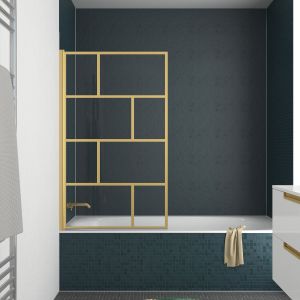 Mampara bañera 80x140 cm ladrillo oro cepillado