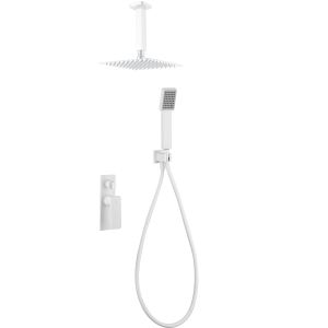 Conjunto ducha monomando empotrado nadi blanco mate