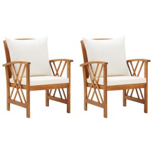 vidaXL sillas de jardín con cojines 2 unidades madera maciza acacia