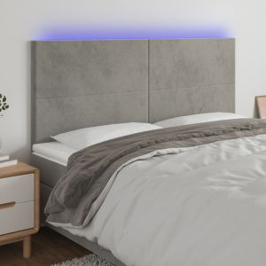 Cabecero con luces LED terciopelo gris claro 160x5x118/128 cm eso9885