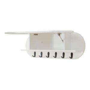 Perchero de pared vilkön con puerta abatible 80x16x30 cm - blanco [en.casa]