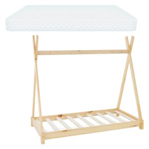 Cuna tipi con somier 70x140 cm madera natural ml-design