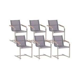 Conjunto de 6 sillas de jardín cosoleto acero inoxidable gris