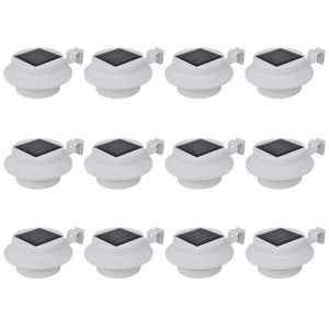 vidaXL lámparas solares para valla exterior 12 uds LED negro