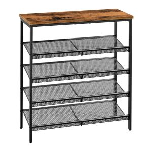 Zen - zapatero 4 estantes 75x85x28,5 cm 12 pares en metal y madera