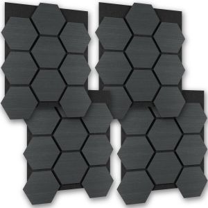 Tectake 4 paneles de pared, mdf absorbente, 76x62x1,8 cm, roble negro