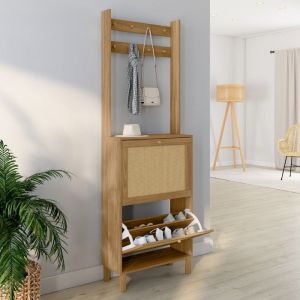 Vestidor de entrada madera cannage - 60x23,7x180 cm