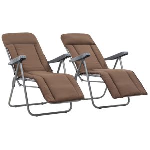 vidaXL sillas plegables de jardín con cojines 2 unidades marrón