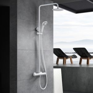 Imex - columna ducha termostática con grifo blanco serie kent