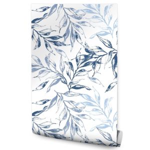 Papel Pintado Para El Salón Con Hojas Azules Y Naturaleza 53cm x 10m