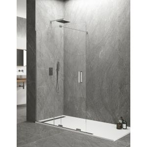Mampara de ducha walk-in keres 1+1, sin perfil 100cm perpendicular