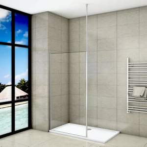 Mampara ducha fija vidrio antical de 8mm,barra a techo 203-320cm,70x200cm