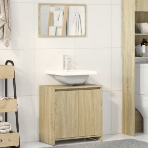 Set de muebles de baño 2 pzas madera contrachapada roble sonoma