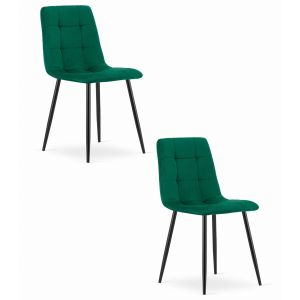 Silla valora pyra de terciopelo verde oscuro, diseño moderno (x2)