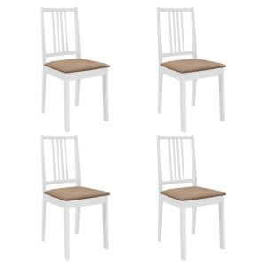 Sillas de comedor con cojines 4 unidades madera maciza blanca qweo1050