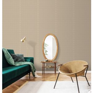 Papel pintado tnt autoadhesivo borneo ratán madera y beige 53x300 cm