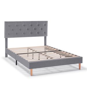 Estructura de cama tapizada rosi de 30 cm, 90x190 cm, gris oscuro