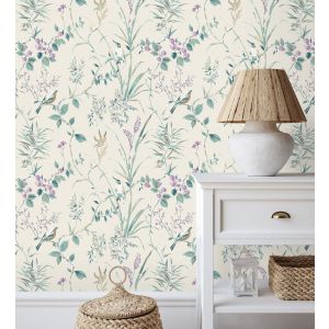 Papel pintado gaulan lavable de ramas flores y pájaros estilo 5.23m²