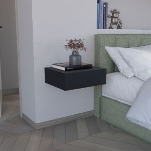 Mesita de noche flotante milano en melamina , negro  13 x 40 x 34.1 cm