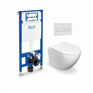 Roca duplo y puls. Pl1 blanco, wc round smart tor 3 asiento kp