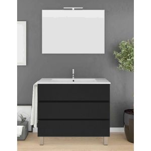 Mueble imperia 3 cajones, lavabo y espejo grafito 70 x 45 cm