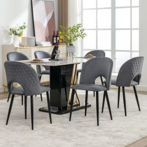 Conjunto de sillas terciopelo gris set de 6 ajustables con respaldo