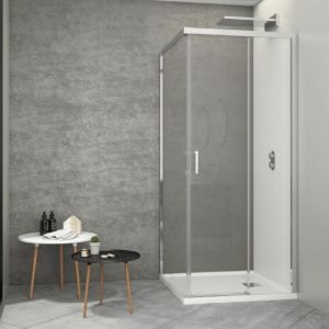 Mampara frontal + puerta corredera 80  cm  johnson serigrafiado 70 cm