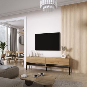 Mueble tv roble craft - patas negras - 170 x 32 x 52 cm
