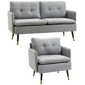 Conjunto de sofá 139x68x80 cm poliéster, acero color gris Homcom