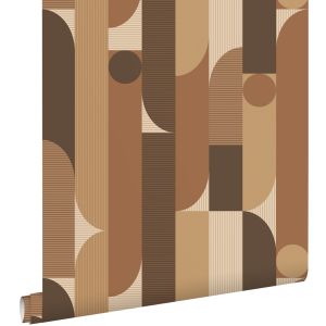 Estahome papel pintado formas geométricas marrón 50 x 900 cm