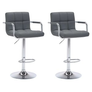 Pack de 2 taburetes de bar grises con reposabrazos mike