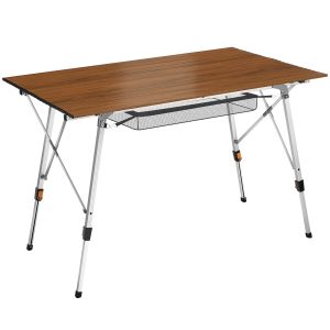 Tectake mesa plegable de aluminio, regulable en altura, aspecto de madera