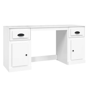 vidaXL escritorio con armario contrachapada blanco brillo