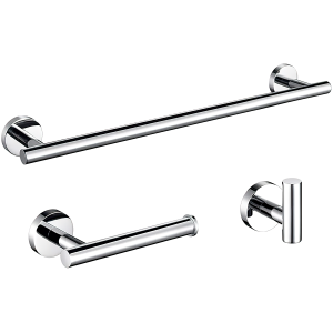 Valaz accesorios de baño en cromado toallero 40cm+3perchas+portarollos