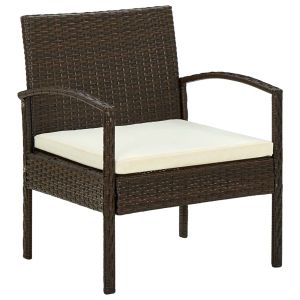 vidaXL silla de jardín con cojín ratán sintético marrón