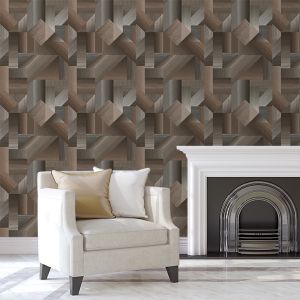 Papel pintado tnt textura formas madera marron