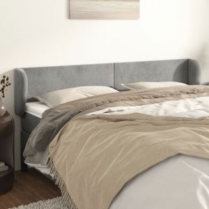 Cabecero de terciopelo gris claro 163x23x78/88 cm