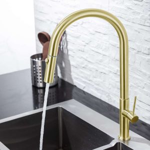Grifo cocina monomando extraíble sky bath oro cepillado