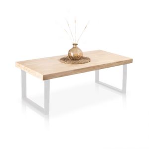 Mesa de centro natural carvalho selvagem - branco