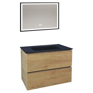 Mueble de baño trendy - 80 cm - madera - 2 cajones - espejo selena