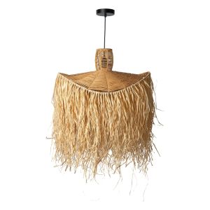 Lámpara colgante boho de rafia natural con flecos d60 cm E27