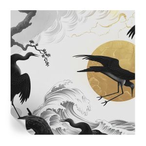 Murales autoadhesivos grullas negras 250x250 tulup